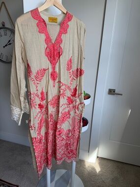 Sana Safinaz Coral Pink Embroidered Set